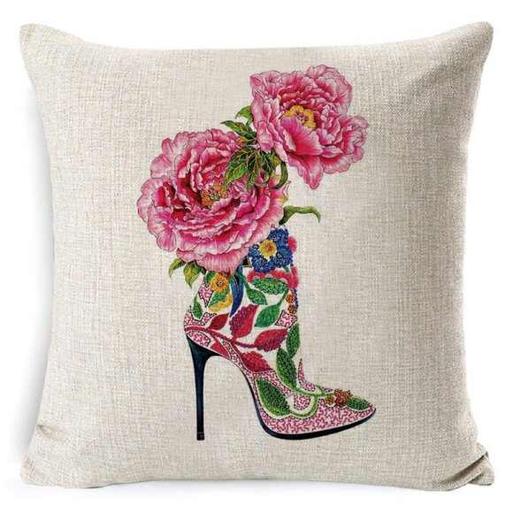 Flower Shoe Peony Pillow Cover - Picture 1 of 5